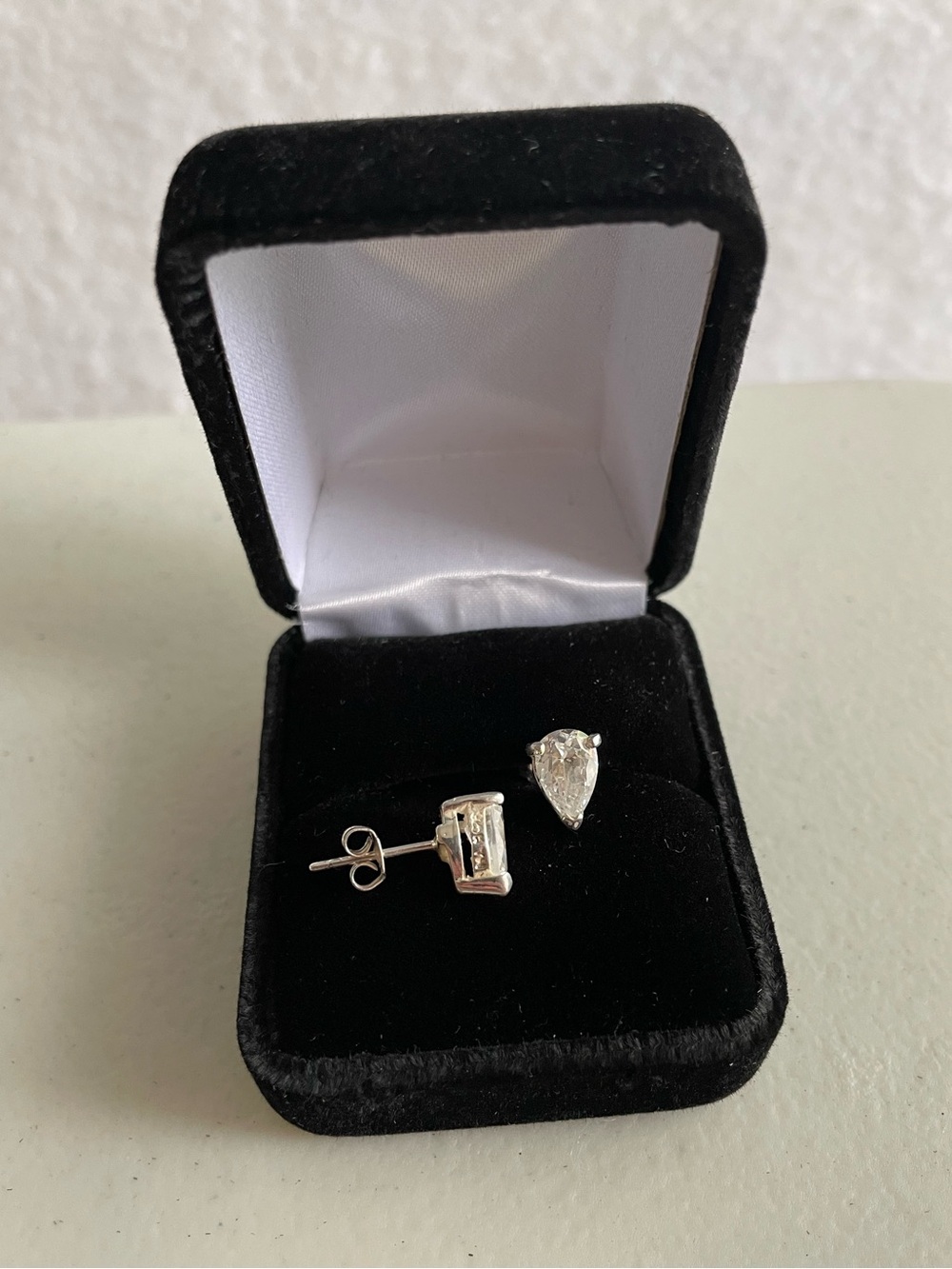 925 Pear Cut CZ Stud Earrings Sterling Silver 14K Gold Plated Fine Jewelry w Box - Picture 5 of 10